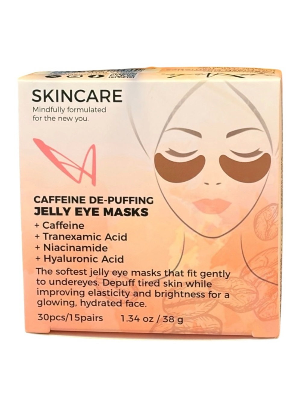 Caffeine De-Puffing Jelly Eye Masks — Peach